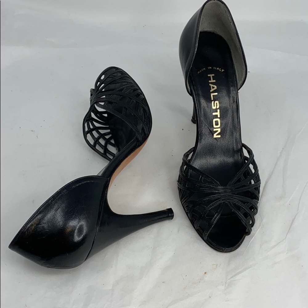 Vintage Halston Sz 5 Peep Toe D’Orsay Heels
